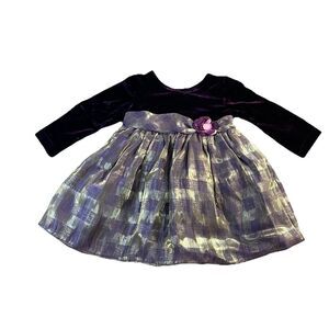 Brooke Lindsay Purple Plaid Velour Velvet Long Sleeve Dress Vintage Baby Sz 12M